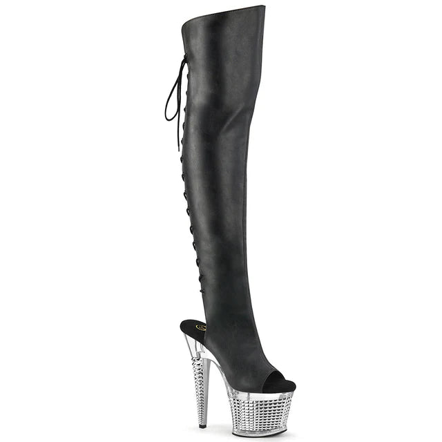 7" OPEN TOE LACE UP KNEE BOOT