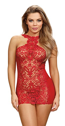REVERSIBLE MESH AND VENICE LACE CHEMISE SET