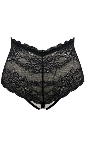 HIGH WAISTED LACE CROTCHLESS PANTY