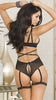 MULTI-STRAPPED LACE AND STRIPED MESH TEDDY