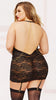 PLUS SIZE MIDNIGHT BLACK AND GOLD CHEMISE SET