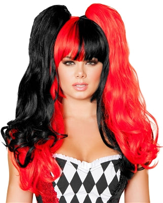 BLACK AND RED PIGTAIL WIG