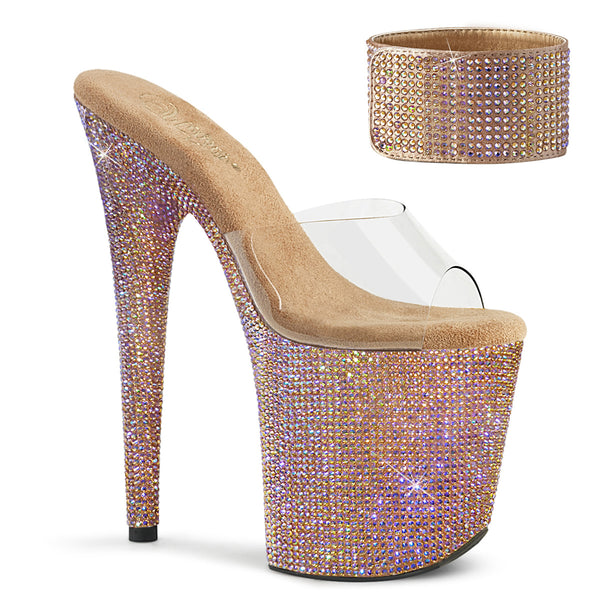 Pleaser | Bejeweled-812RS, 8 Inch RhineStones Platform Ankle Cuffs Shoes