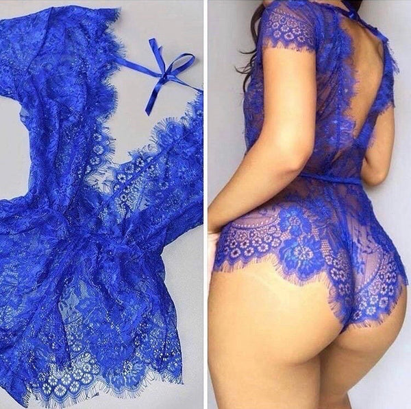 PLUNGING EYELASH LACE ROMPER